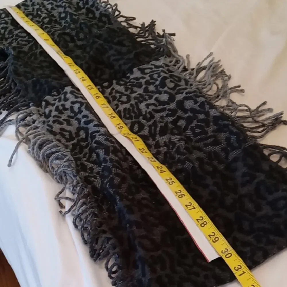 Cejon  Women's Infinity Elegant Black and Gray Fringed Scarf. Warm, Versatile